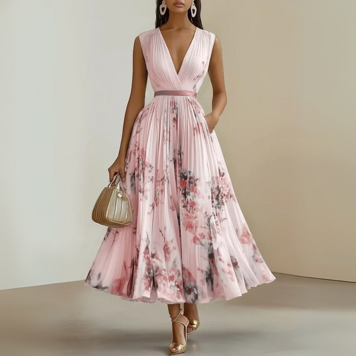 Women's Pleated Sleeveless Maxi Dress