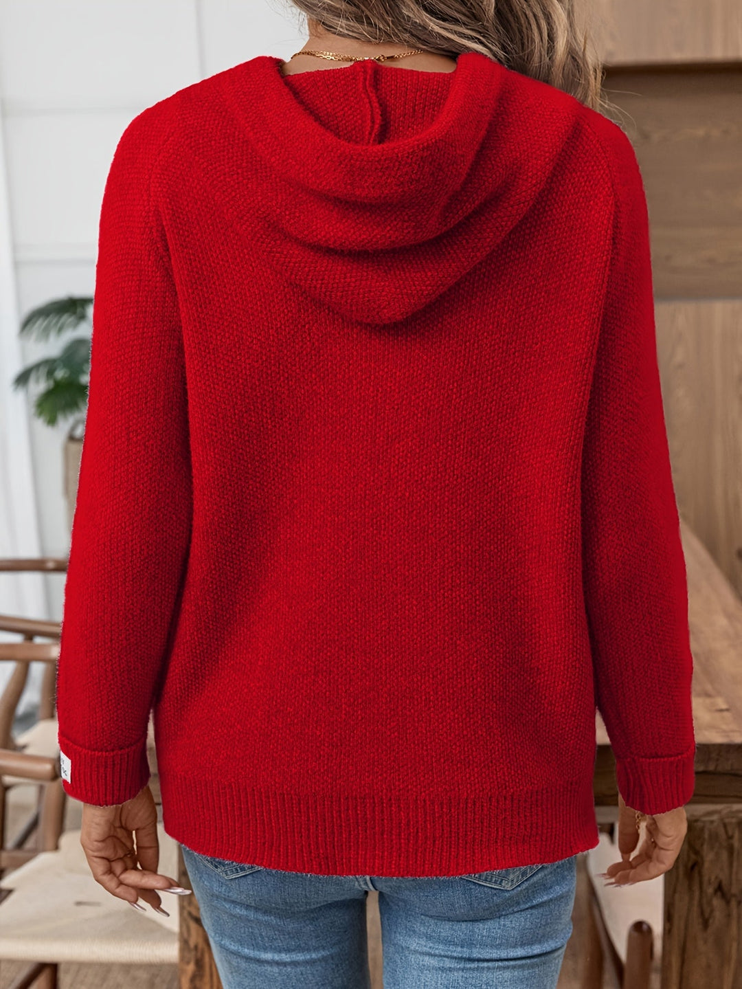 Women's Hooded Drawstring Knit Sweater