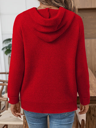 Women's Hooded Drawstring Knit Sweater