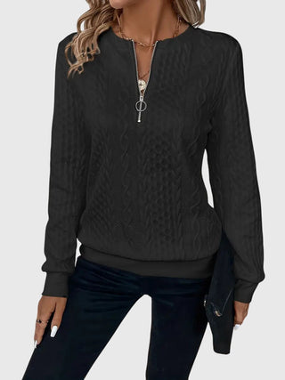 Women's Cable Knit Quarter-Zip Sweater