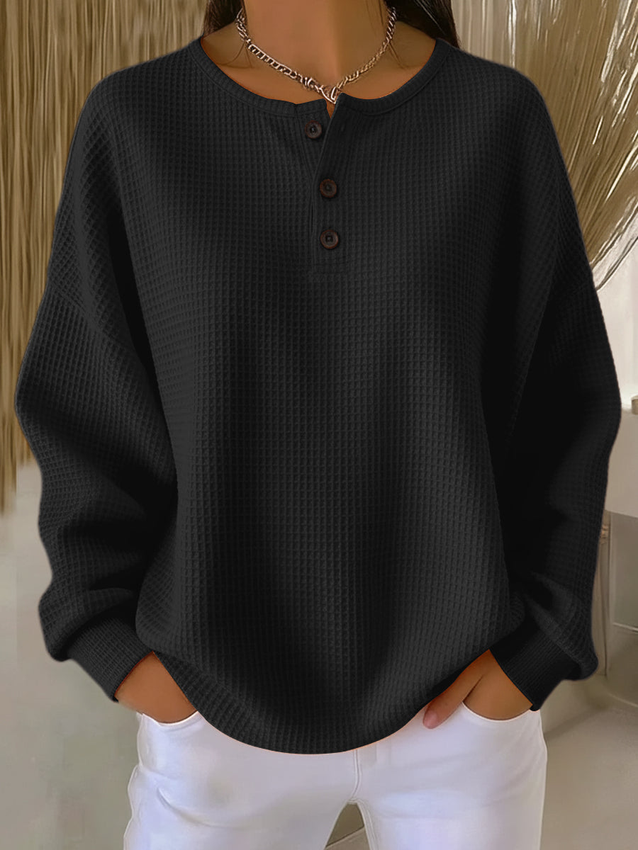 Women's Waffle Knit Crew Sweater