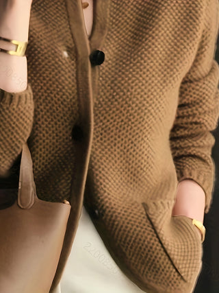 Women's Textured Knit Stand-Collar Cardigan
