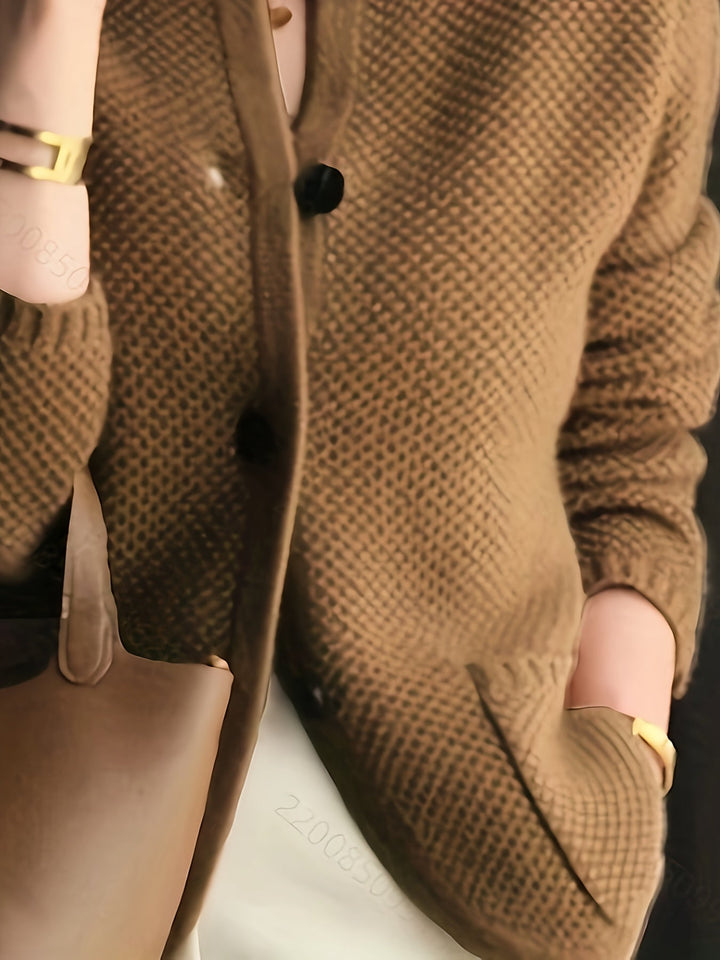 Women's Textured Knit Stand-Collar Cardigan