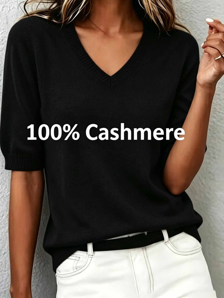Women's Soft-Knit Short-Sleeve V-Neck Sweater