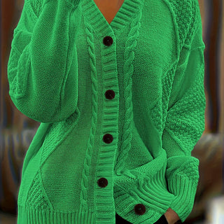 Women's Textured Cable Knit Button Cardigan