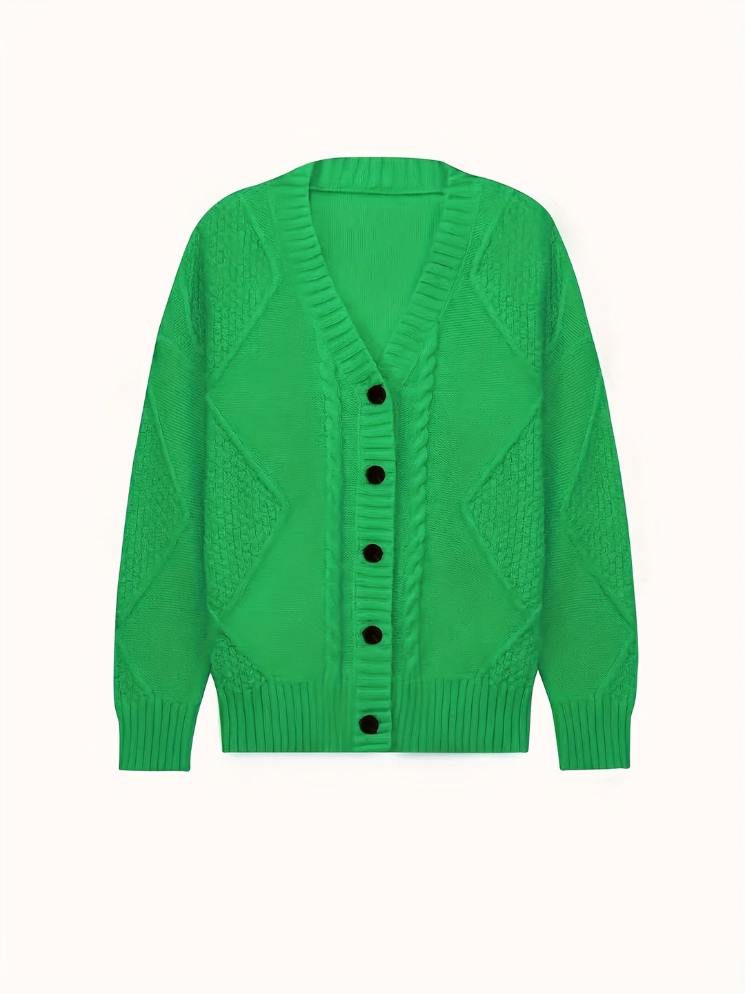 Women's Textured Cable Knit Button Cardigan