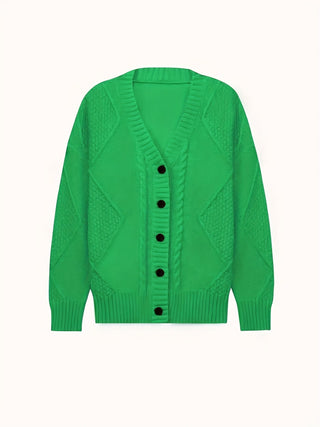 Women's Textured Cable Knit Button Cardigan