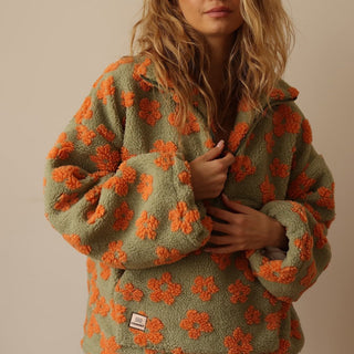 Women's Floral Quarter-Zip Sweater