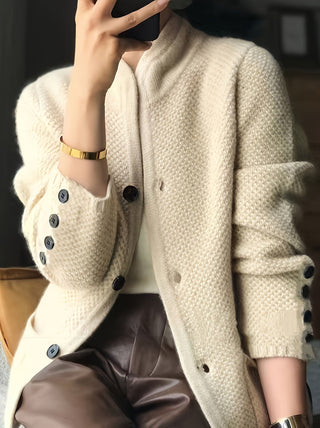 Women's Textured Knit Stand-Collar Cardigan