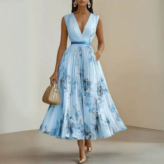 Women's Pleated Sleeveless Maxi Dress