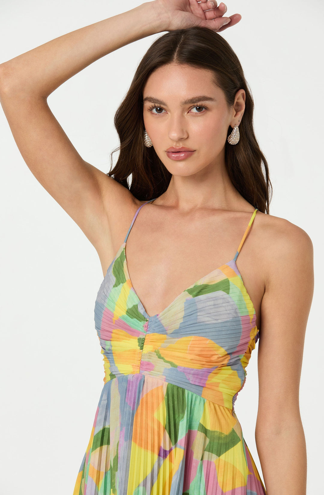 Women's Pleated Cross-Tie Back Maxi Dress