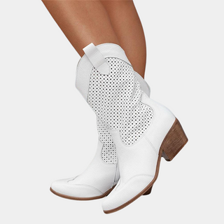 Women's Perforated Mid-Calf Heel Boots