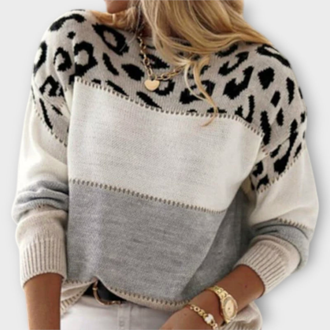 Women's Leopard Colour Block Sweater