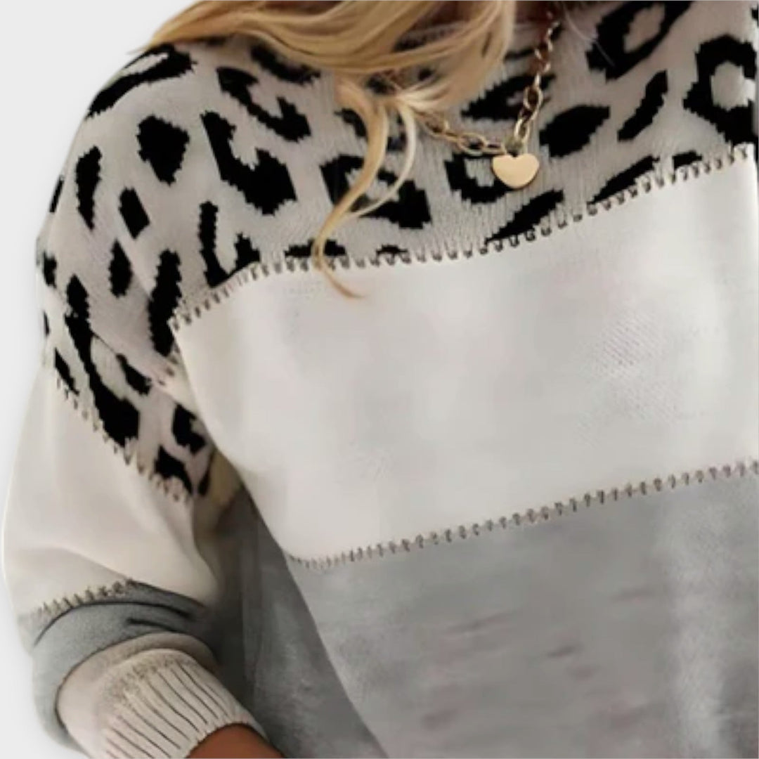 Women's Leopard Colour Block Sweater