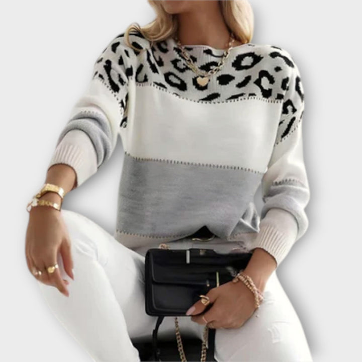Women's Leopard Colour Block Sweater