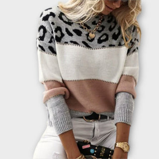 Women's Leopard Colour Block Sweater