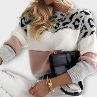Women's Leopard Colour Block Sweater