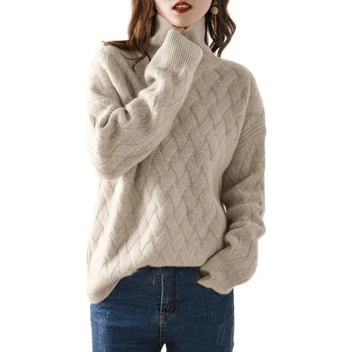 Women's Textured Oversized Turtleneck Sweater