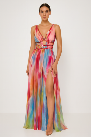 Women's V-Neck Slit Maxi Dress