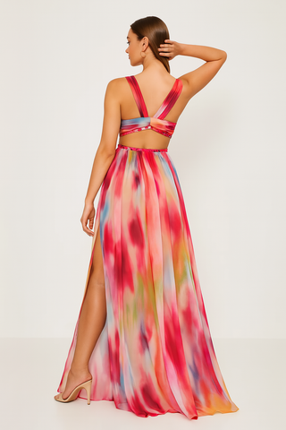Women's V-Neck Slit Maxi Dress