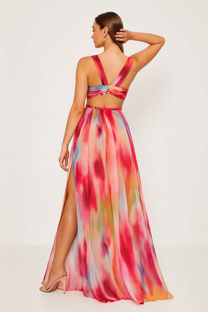 Women's V-Neck Slit Maxi Dress