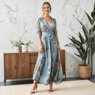 Women's Puff Sleeve Midi Dress