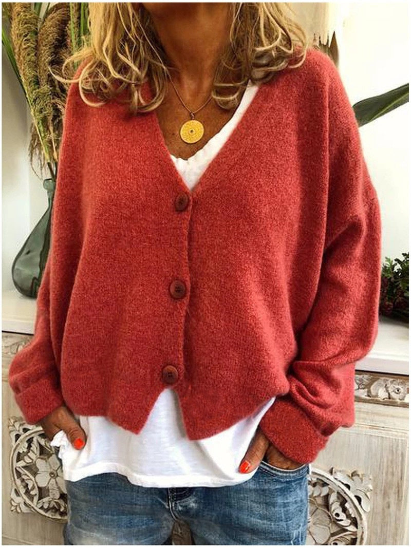 Women's V-Neck Button Front Cardigan
