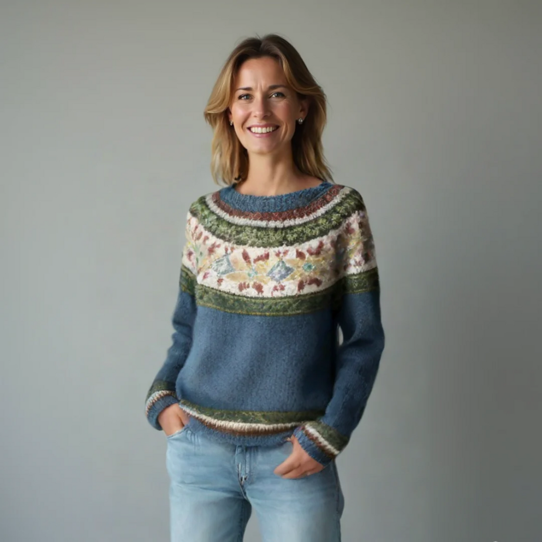 Women's Patterned Wide Neck Sweater
