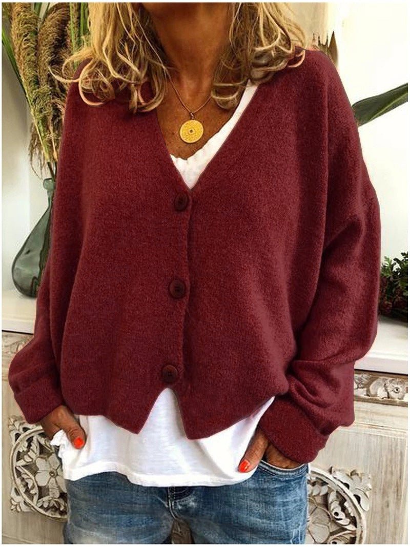 Women's V-Neck Button Front Cardigan