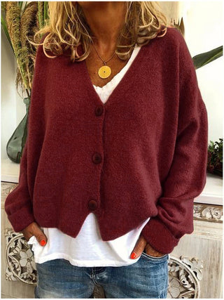 Women's V-Neck Button Front Cardigan