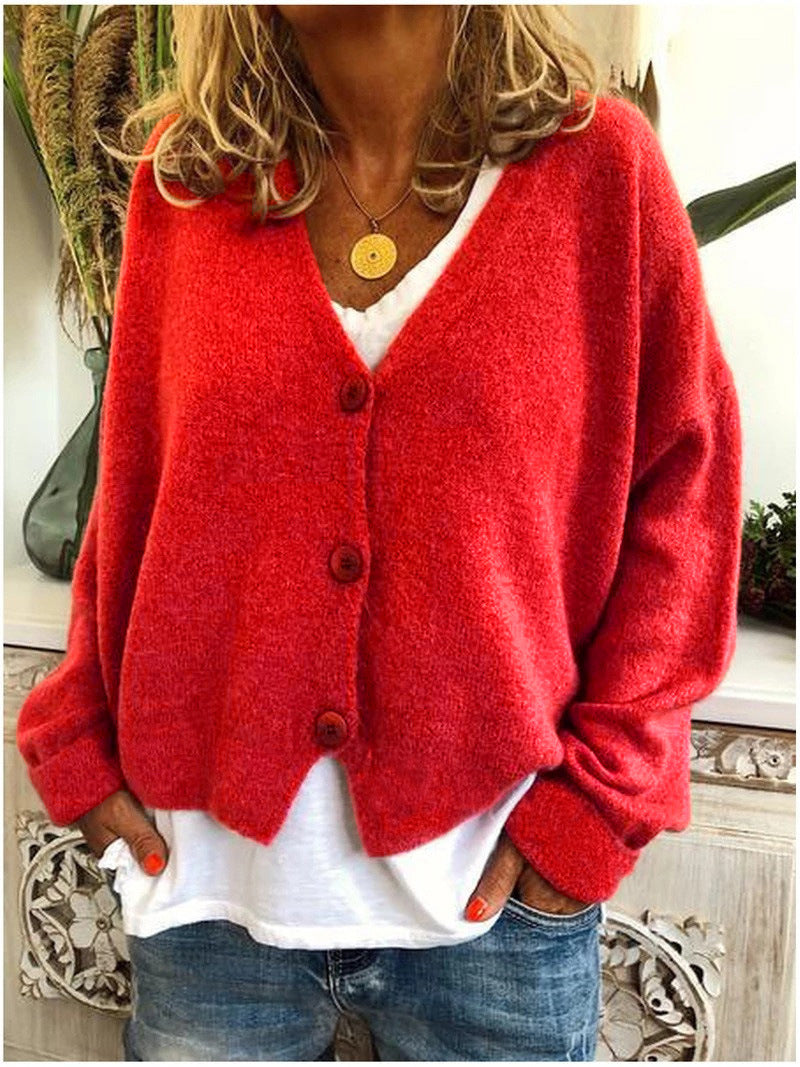 Women's V-Neck Button Front Cardigan