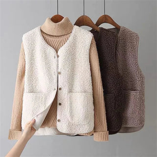 Women's Faux Shearling Sleeveless Cardigan Vest