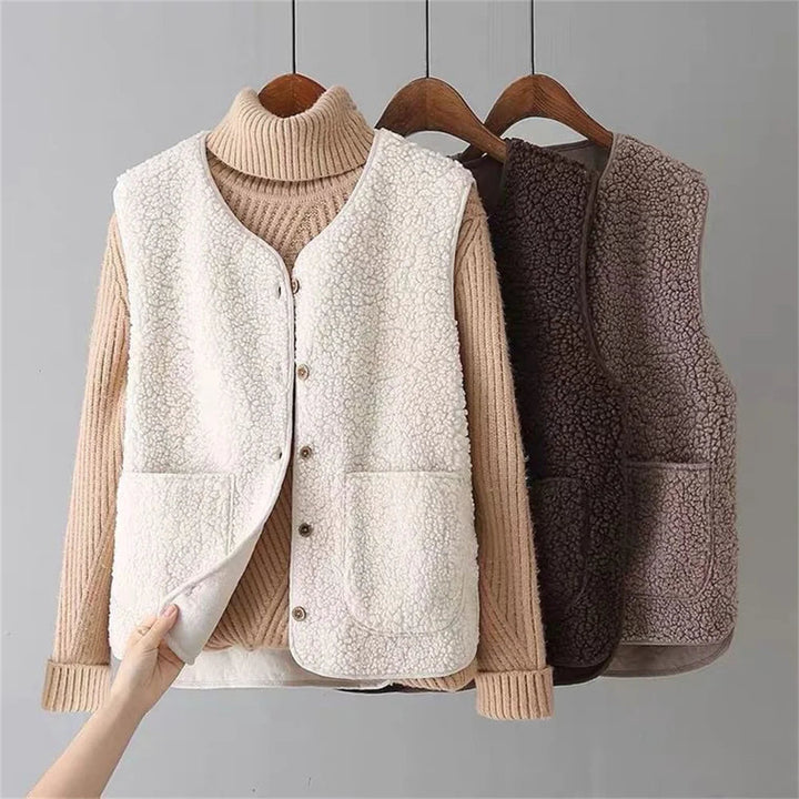 Women's Faux Shearling Sleeveless Cardigan Vest