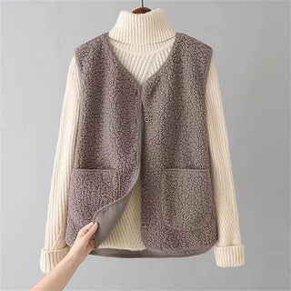 Women's Faux Shearling Sleeveless Cardigan Vest