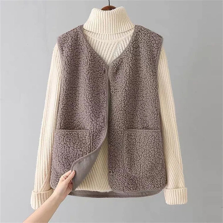 Women's Faux Shearling Sleeveless Cardigan Vest