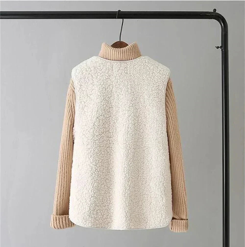 Women's Faux Shearling Sleeveless Cardigan Vest