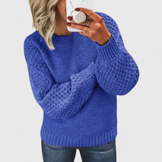 Women's Waffle Knit Puff Sleeve Sweater