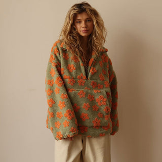 Women's Floral Quarter-Zip Sweater