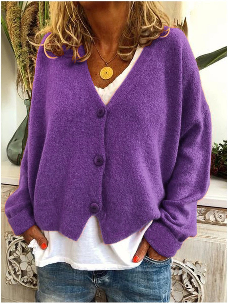 Women's V-Neck Buttoned Cardigan
