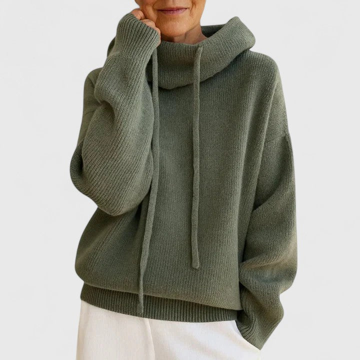 Women's Drawstring Cowl Neck Sweater