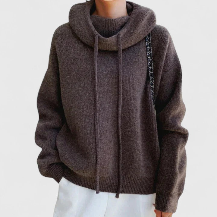 Women's Drawstring Cowl Neck Sweater
