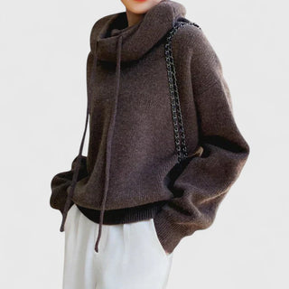 Women's Drawstring Cowl Neck Sweater