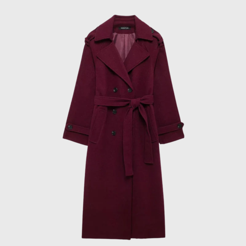 Women's Longline Maroon Overcoat
