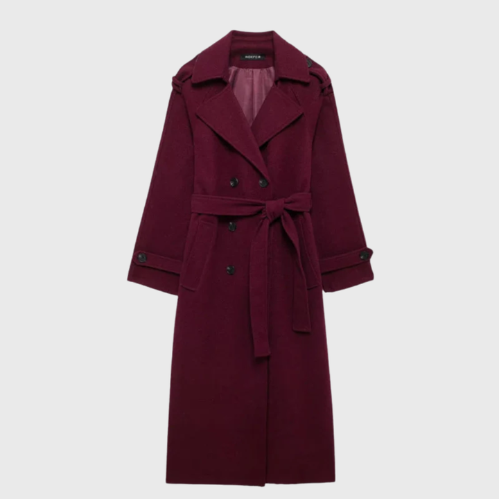 Women's Longline Maroon Overcoat