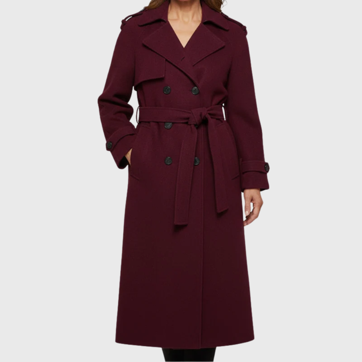 Women's Longline Maroon Overcoat