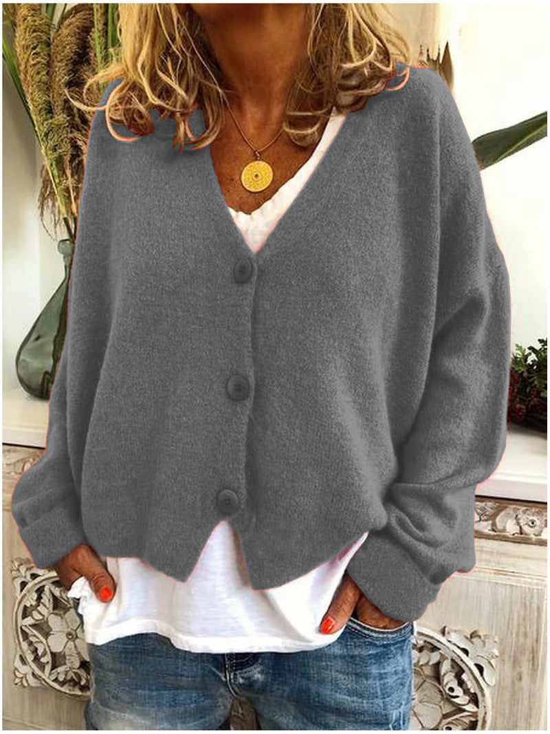 Women's V-Neck Button Front Cardigan