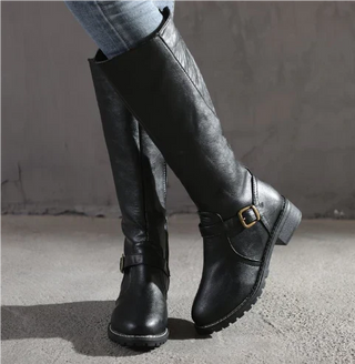 Women's Flat Buckle Knee-High Boots