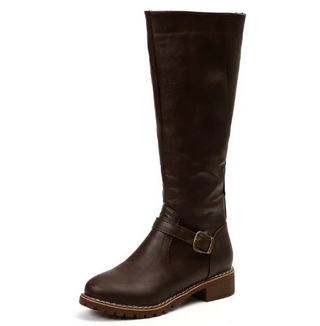 Women's Flat Buckle Knee-High Boots