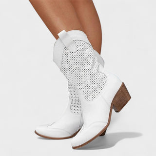 Women's Perforated Detail Mid-Calf Boots