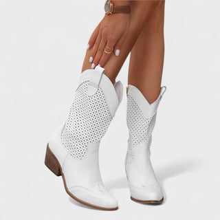 Women's Perforated Detail Mid-Calf Boots